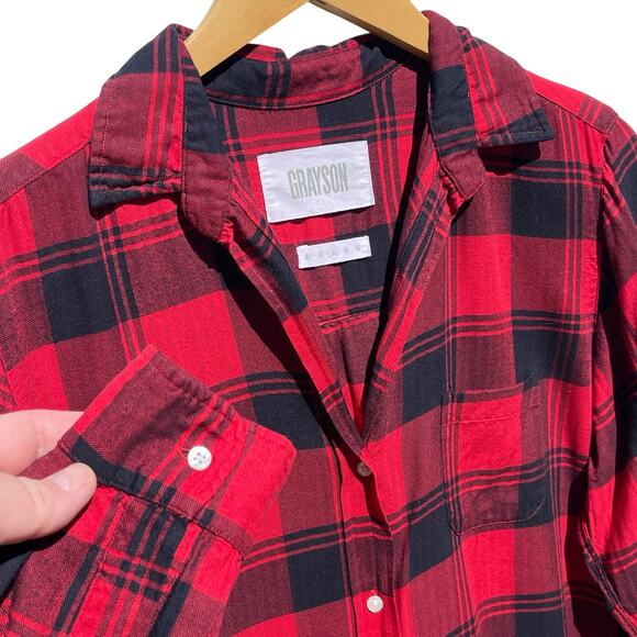 FRANK & EILEEN x GRAYSON Women’s The Hero Shirt Red and Black Plaid - Picture 3 of 5